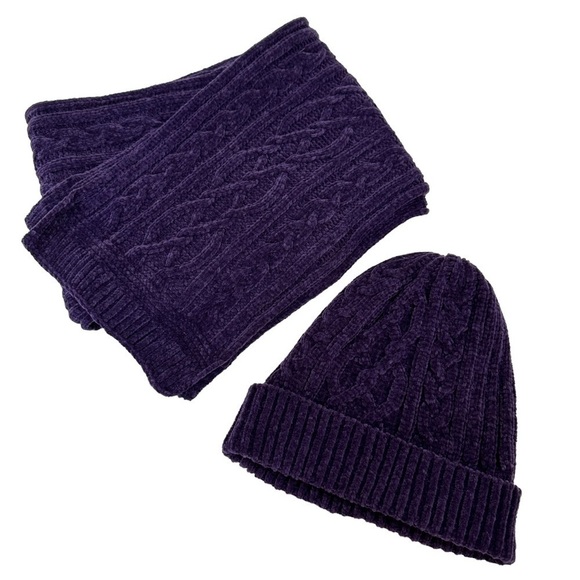 Purple Winter Knit Hat and Scarf Set - Picture 7 of 7